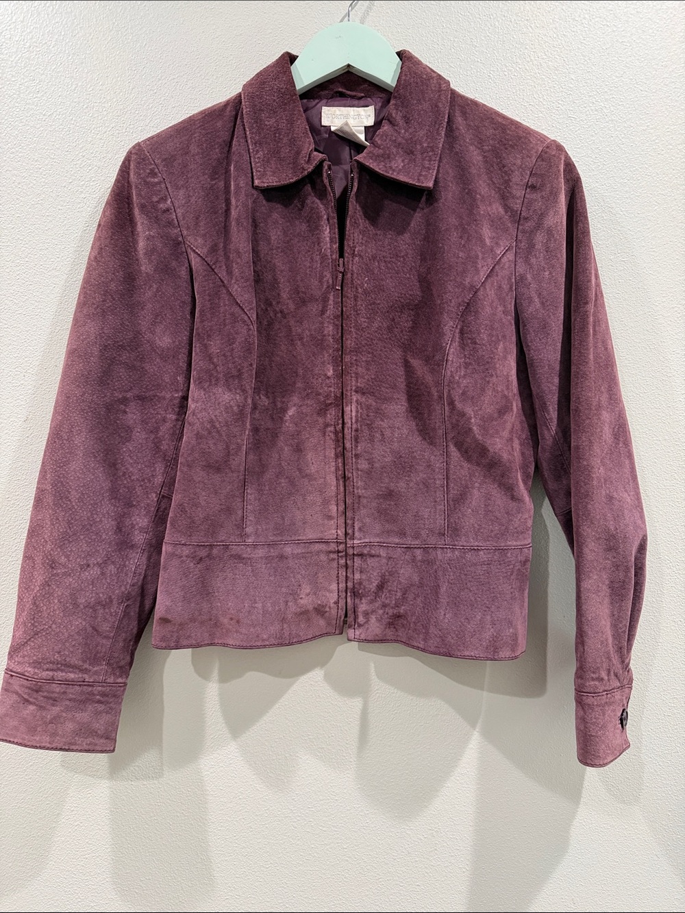 Women's Suede Zip-Front Jacket in Plum